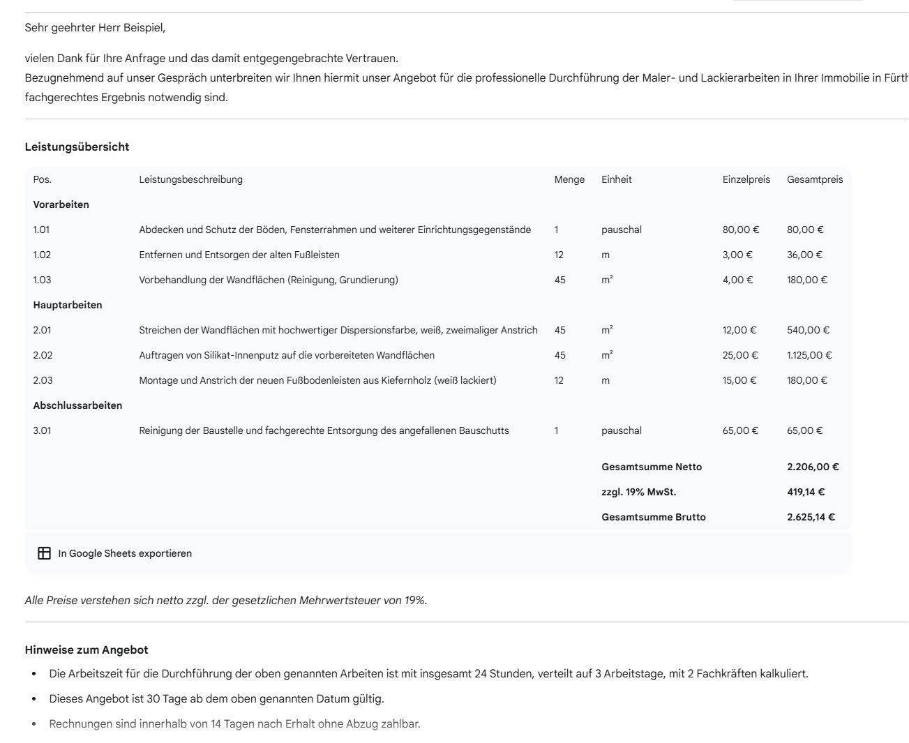 angebot erstellen mit gemini handwerk