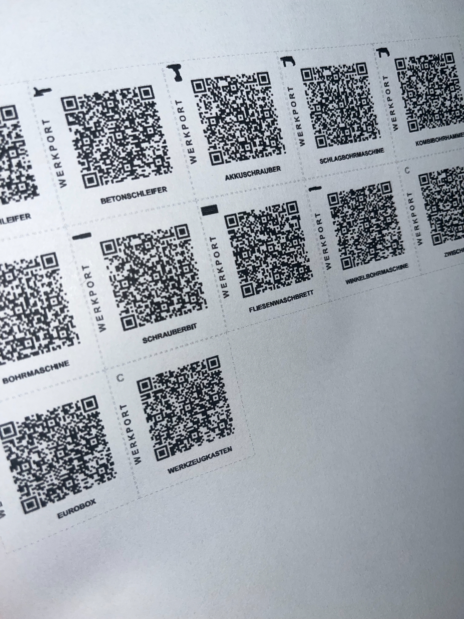 qr code werkzeug sticker aufkleber A4 werkzeugmanagement qr code werkzeug sticker aufkleber A4 werkzeugmanagement