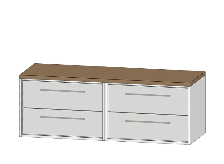 Doppelwaschtisch-Unterschrank 1400 (4 Schubladen, hängend) als 3D-Modell