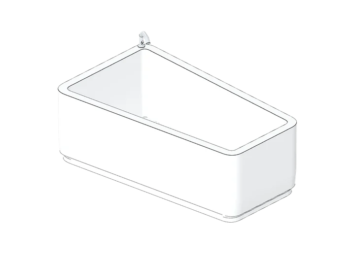 Raumspar-Badewanne 1600 x 950/700 als 3D-Modell