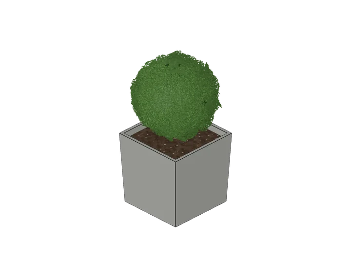 Buchskugel im Kübel, mittel als 3D-Modell