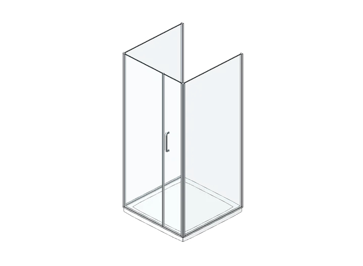 Duschkabine 900 x 900, 3-seitig verglast als 3D-Modell