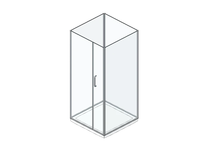Duschkabine 900 x 900, 4-seitig verglast (freistehend) als 3D-Modell
