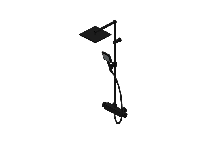 Duschsystem eckig mit Aufputz-Thermostat, Schwarz als 3D-Modell