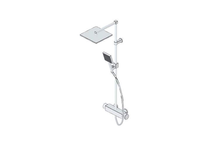 Duschsystem eckig mit Aufputz-Thermostat, Chrom als 3D-Modell