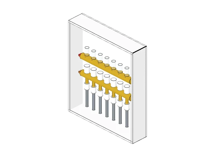 Heizkreisverteiler (Fußbodenheizung) als 3D-Modell