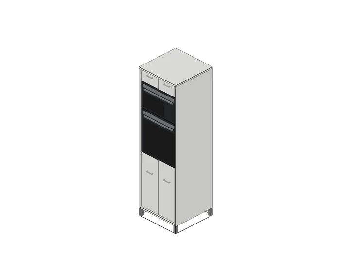 Küchen-Geräte-Hochschrank 60 cm (Backofen + Mikrowelle) als 3D-Modell