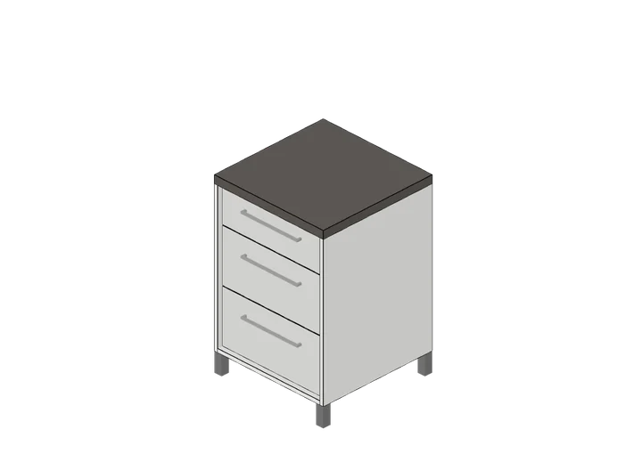 Küchen-Unterschrank 60 cm (3 Schubladen) als 3D-Modell