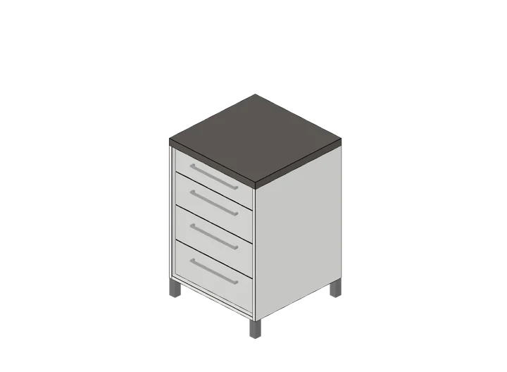 Küchen-Unterschrank 60 cm (4 Schubladen) als 3D-Modell