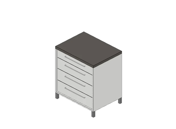 Küchen-Unterschrank 80 cm (4 Schubladen) als 3D-Modell