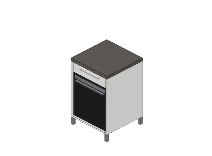 Küchen-Unterschrank 60 cm mit Einbaubackofen als 3D-Modell