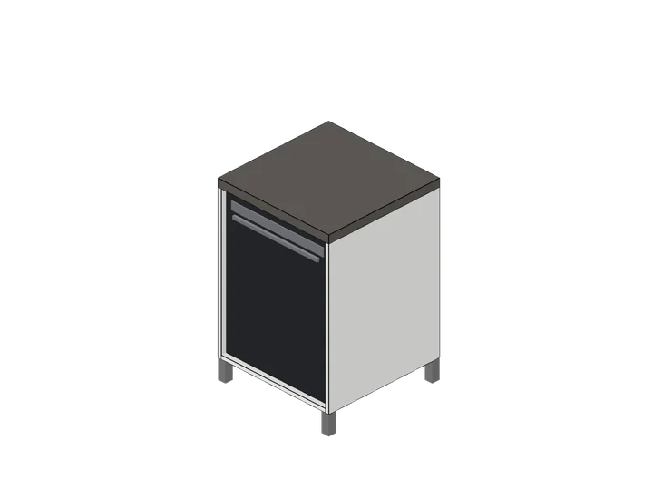 Küchen-Unterschrank 60 cm mit Geschirrspüler als 3D-Modell