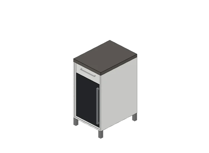 Küchen-Unterschrank 45 cm mit Kühlschrank als 3D-Modell