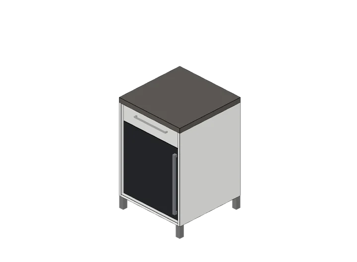 Küchen-Unterschrank 60 cm mit Kühlschrank als 3D-Modell