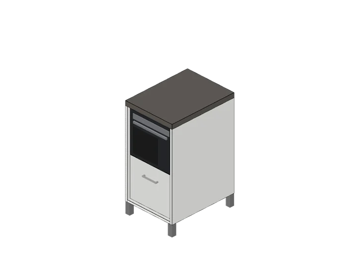 Küchen-Unterschrank 45 cm mit Einbaumikrowelle als 3D-Modell