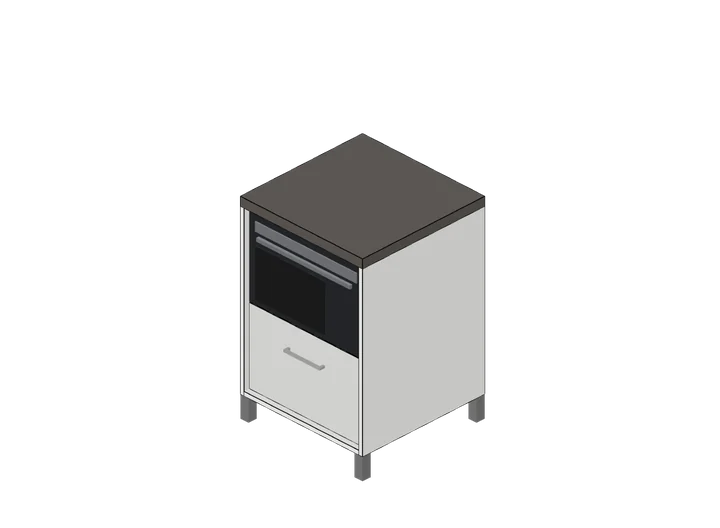Küchen-Unterschrank 60 cm mit Einbaumikrowelle als 3D-Modell