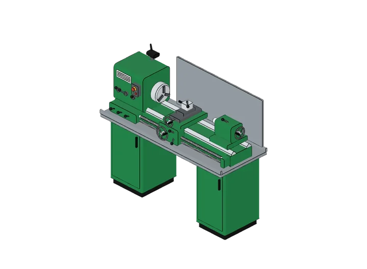Metalldrehbank als 3D-Modell