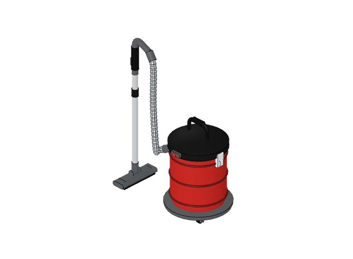 Asche und Trockensauger als 3D-Modell
