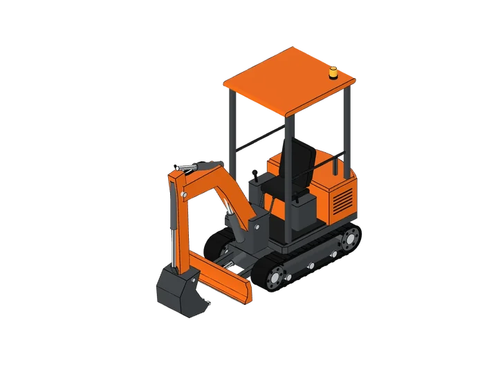 Minibagger als 3D-Modell