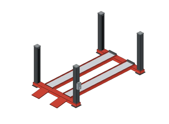 4 Säulen Hebebühne als 3D-Modell