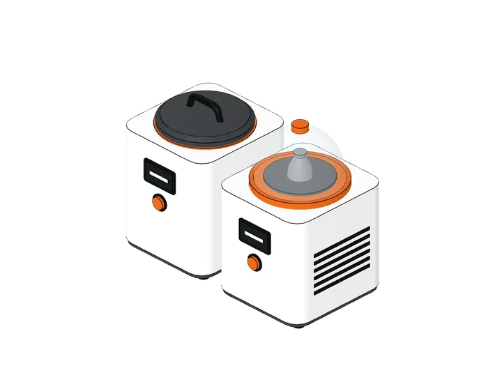 Wasch- und Härtestation als 3D-Modell