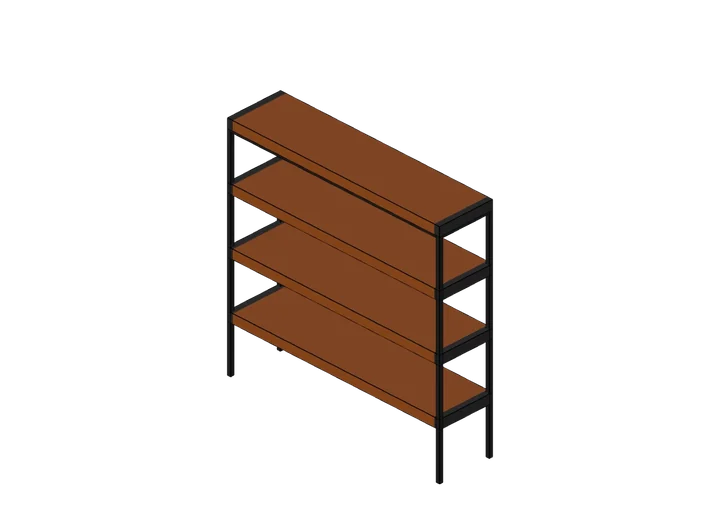 Regal aus Holz/Metall als 3D-Modell