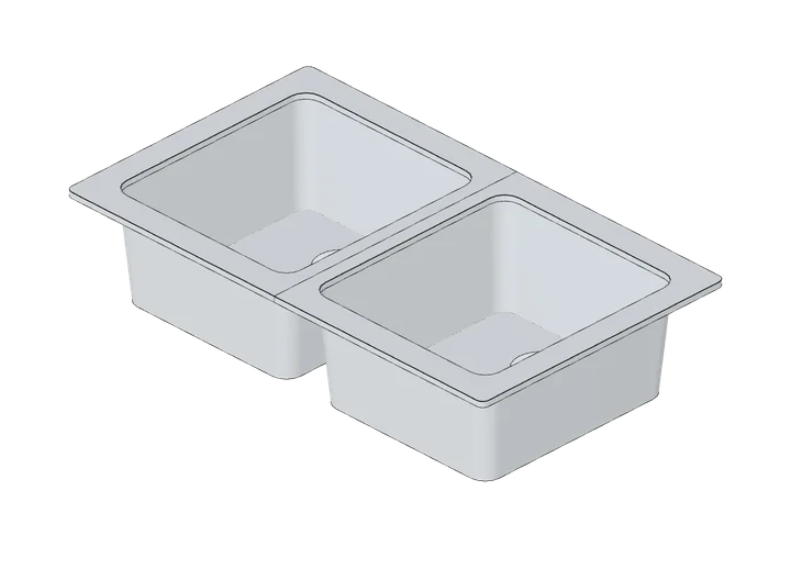 Einbauspüle 2 Becken 860 x 500 als 3D-Modell