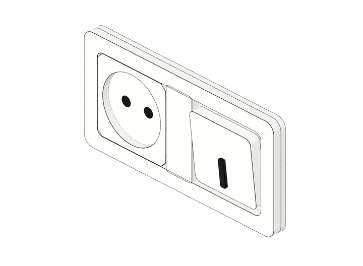 Abschaltbare Steckdose ohne Schutzkontakt als 3D-Modell