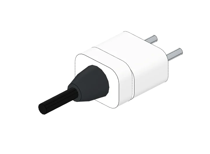 Stecker ohne Schutzkontakt als 3D-Modell