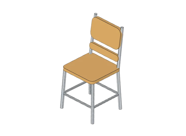 Stuhl mit Lehne als 3D-Modell
