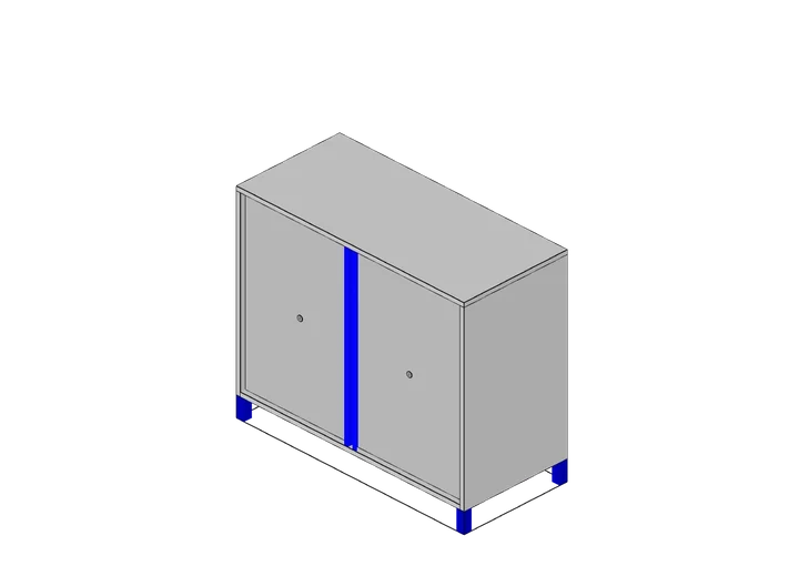 Halbhoher Werkzeugschrank mit Flügeltür als 3D-Modell