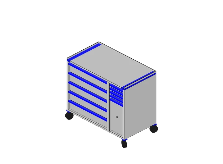 Werkzeugwagen mit 10 Schubladen (2 Spalten) als 3D-Modell