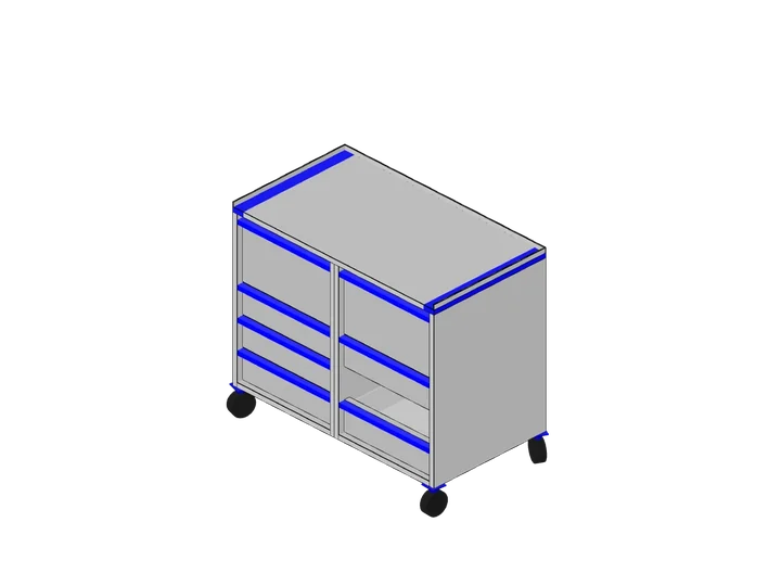 Werkzeugwagen mit 8 Schubladen (2 Spalten) als 3D-Modell