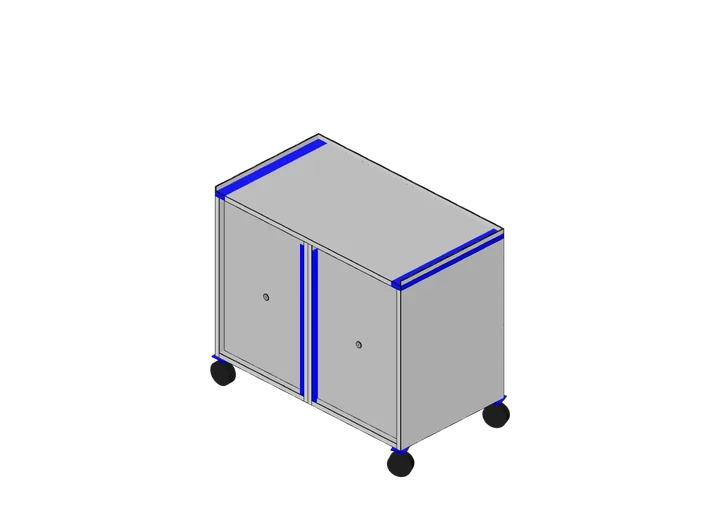 Werkzeugwagen mit 2 Drehtüren als 3D-Modell