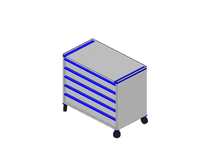 Werkzeugwagen mit 5 Schubladen (breit) als 3D-Modell