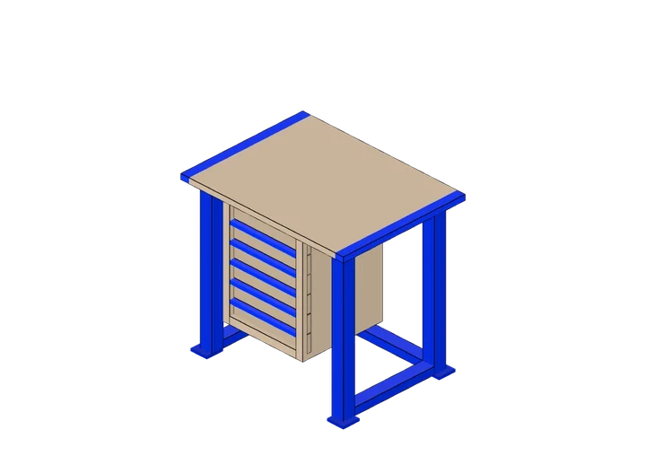 Werktisch mit 6 Schubladen als 3D-Modell