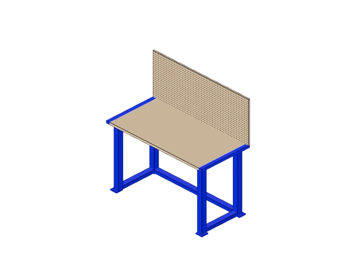 Werktisch mit Lochwand-Rückwand 150 cm als 3D-Modell