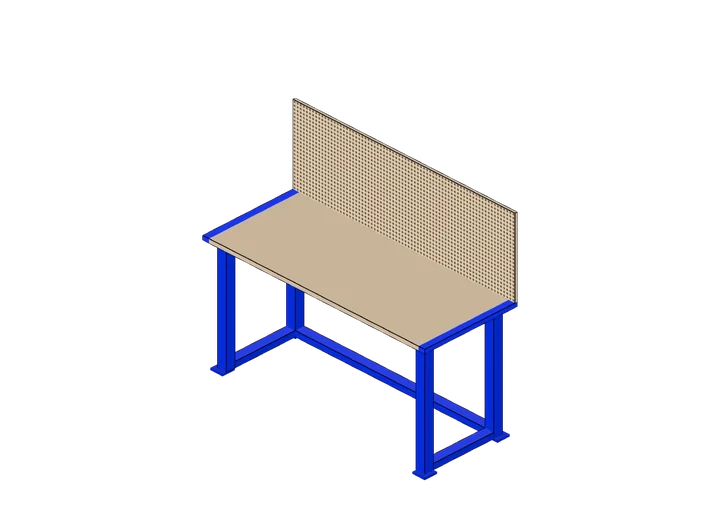 Werktisch mit Lochwand-Rückwand 180 cm als 3D-Modell