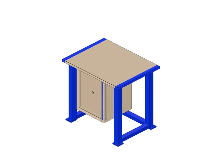 Werktisch mit Drehtür als 3D-Modell