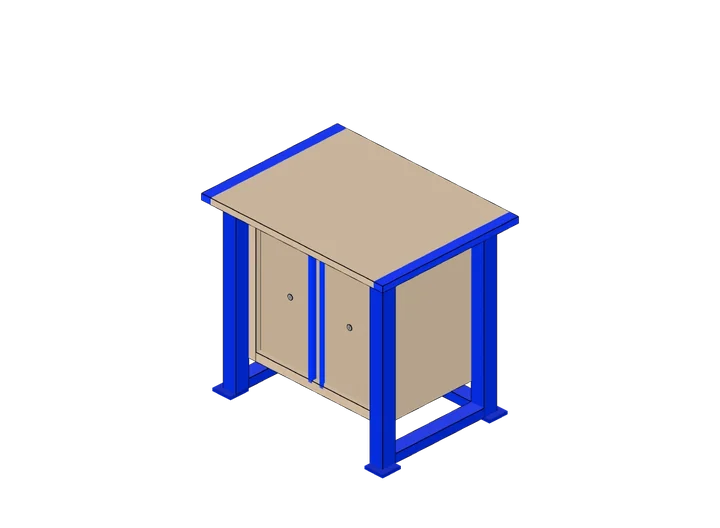 Werktisch mit Flügeltür als 3D-Modell