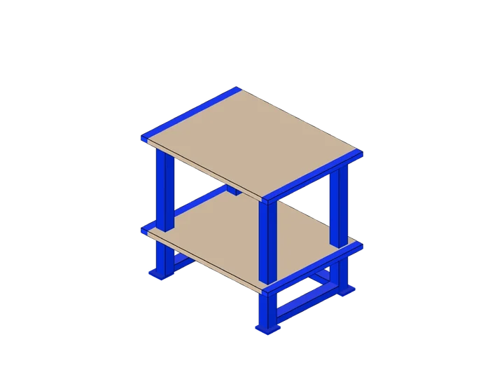 Werktisch mit einem Regalboden als 3D-Modell
