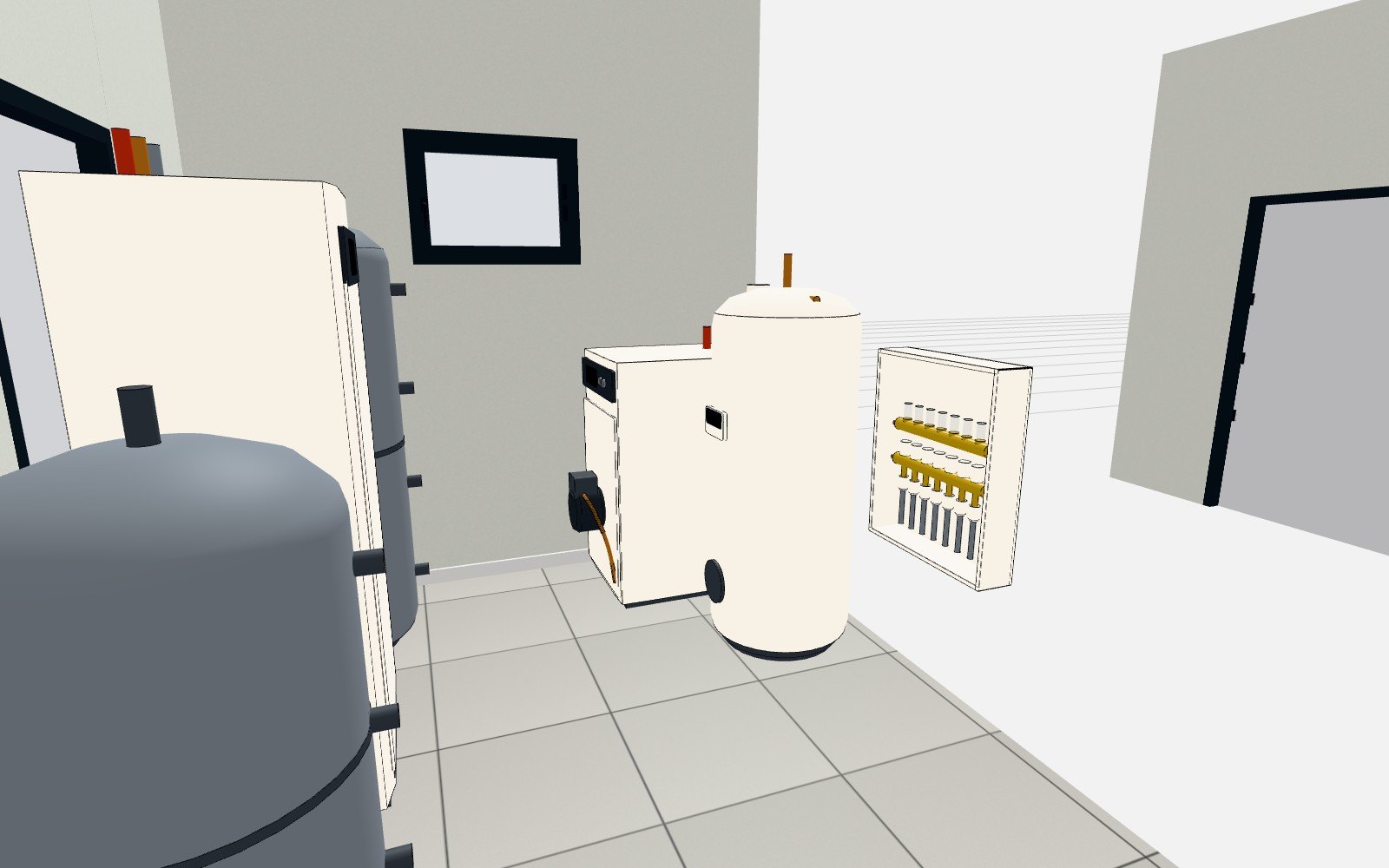 Heizkreisverteiler und Speicher im 3D-Raumplaner