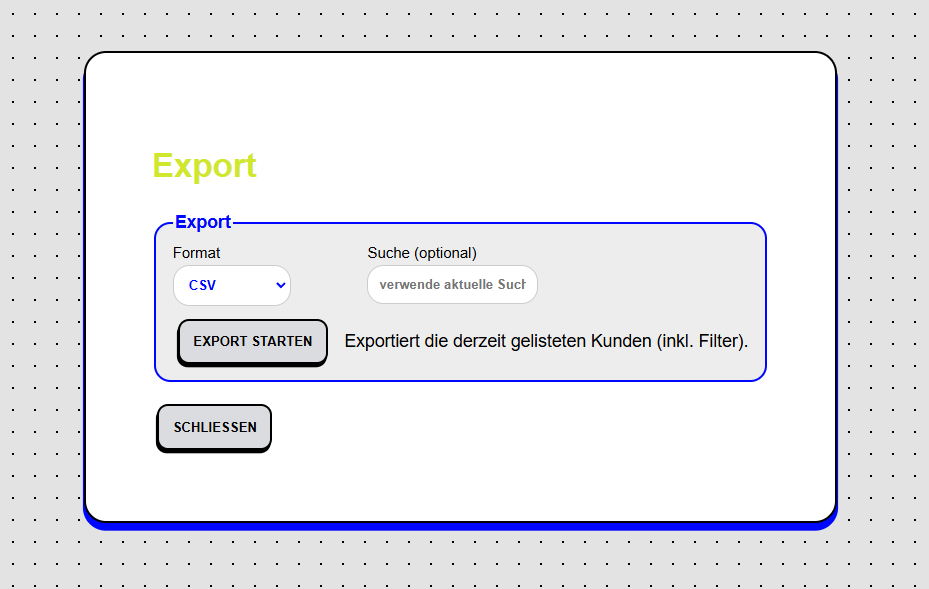 Export von Kundenstammdaten