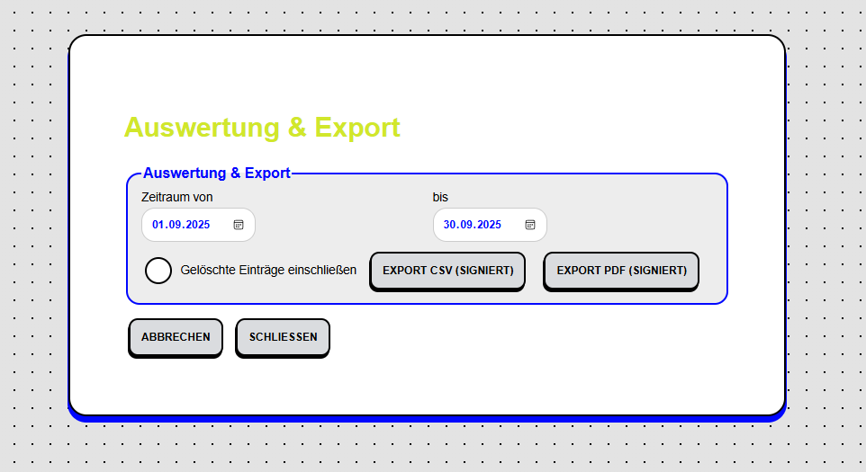 Auswertungen und Export
